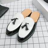 Men Half Loafers Slippers Comfortable Summer Casual Slip on Patent Leather Backless Mules Dress Shoes