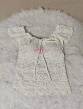 2026 French Retro Lace Crochet Bow Square Neck Short-sleeved Women's T-shirt Summer Slimming Trendy Top