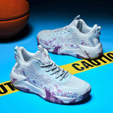 Basketball Shoes with Shock-Absorbing Durable Sole Geometric Design Breathable Mesh for Gym Outdoor Sports