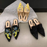 Chic Ladies Outdoor Flat Loafer Mules Slides - Pointed Toe Comfort Slippers Footwear