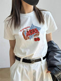 Cotton Women Vintage Tomato Fruit Graphic Print T-Shirt Crew Neck Short Sleeve Casual Basic Tee Ladies Daily Fashion White Tops