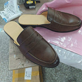 Home Mules PU Leather Comfortable Half Shoes Classic Design Durable Summer Casual Men Dress Shoes