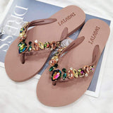 Women's Candy-Colored Diamond Summer Beach Flip Flops - Open Toe High Sandals in Soft White