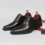 Premium Genuine Cowhide Leather Dress Shoes Pointed Toe Durable Handmade Brogue Quality Wedding Shoes for Men