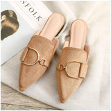 Chic Ladies Suede Moccasins Slippers, Outdoor Flat Loafer with Pointed Toe, New Mules Slide Footwear