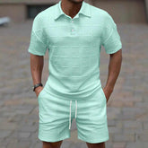 New Spring Solid Color Men's Two Piece Set Fashion Casual Loose Short Sleeve Tracksuit