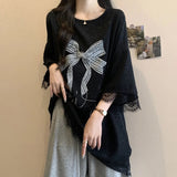 3XL 4XL 5XL Plus Size T-shirt Embroidered butterfly Short - sleeved T-shirt Summer New Loose Slimming Drop - shoulder T-shirt - Zeprah