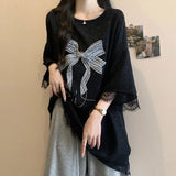 3XL 4XL 5XL Plus Size T-shirt Embroidered butterfly Short - sleeved T-shirt Summer New Loose Slimming Drop - shoulder T-shirt - Zeprah