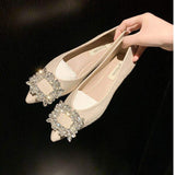 Ladies' Chic Rhinestone Slingback Flat Sandals - Elastic Slide-On Footwear