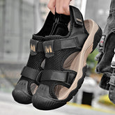 Summer Casual Breathable Mesh Durable Men Sandals Classic Toe Cover Handsome Lightweight Flat Beach Shoes