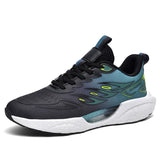 Breathable Gradient Color Flame Pattern Athletic Shoes with Ergonomic Arch Support for Men Women Sports Casual Wear