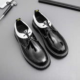 Round Toe Fashion Height Increasing Chunky Shoes Classic Thick Sole Handsome Durable Men Dress Shoes