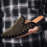 Half Casual Designers Men Slide Slippers Dress Shoes Quality Rivet Upper Mules for Men