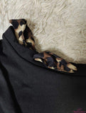 Oblique Shoulder Base Top Vintage Crop Top Leopard Print Bow Long Sleeve T-shirt