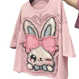 2026 Summer New Arrival Plus Size Women Heavy Patch Print Short Sleeve T-Shirt Loose Fit Figure Concealing Versatile Casual Tops