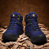 Customized Support Professional Sepatu Gunung Outdoor Cow Leather Men Waterproof Trekking Shoes Hiking