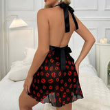 New Style Sexy Erotic Bow Halter Cami Pajamas Women
