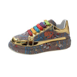 New Trendy Lady Unique Casual Shoes Flat Diamond Sequined Cloth Trainers for Women Sneakers Women