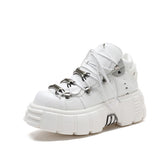 Unisex MotorcycleTrendy Thick Sole Running Shoe Chunky Platform Wedges Sneakers for Ladies