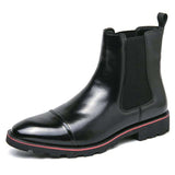 Good Quality Chelsea Boots Pointed Toe Durable Men Dress Shoes Black Brown Classic PU Leather Boots for Men