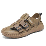 Top Grade Full Grain Genuine Leather Upper Breathable Handmade Summer Beach Sandals for Men