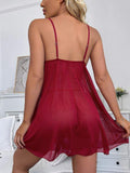 New European and American Style Lingerie Sexy Women's Bowknot Mesh slip Nightdress Pajama Set .
