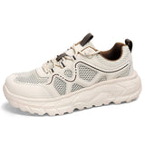 Breathable Mesh Premium Leather Thick Sole Sneakers Comfortable Shock Absorption Stylish Durable Footwear