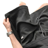 Men's Textured Casual Shorts with Elastic Waist and Drawstring, Loose Fit Shorts