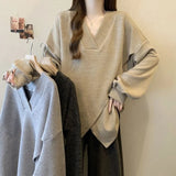 4xl Plus Size Textured Ribbed Cross Design Long Sleeve Top for Women 2025 Spring Autumn New Loose Slimming Base Shirt - Zeprah