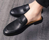 Babouche Homme En Black Dress Shoes Slip on Flat Casual Shoes for Men Dress Half Shoes