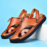 Summer Casual Slippers Fashion Design Comfortable Durable Blue Genuine Leather Sandals Shoes for Men