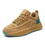 Durable Trendy Sneakers Premium Leather Synthetic Mix Sneakers Modern Cushioned Comfort Lace-Up Sports Shoes