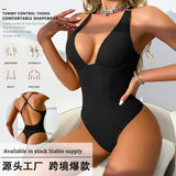 V-neck Extender Bodysuit Solid Slim-fit One-piece Vest Best Sale Crotch Top