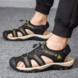 Knitted Breathable Casual Outdoor Shoes Classic Red Color Durable Men Fashion Flat Beach Sandals