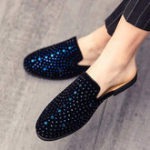 Diamond Blue Shining Half Loafers Comfortable Classy Wholesale Fashion Men Casual Slippers Shoes