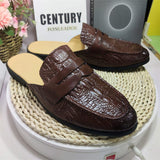 Pantuflas De Hombre Men Black Sole Shoes Backless Low Heel Half Loafers Men Casual Shoes Mules
