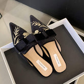 Ladies' Chic Embroidered Outdoor Loafers - Comfortable Closed Toe Spring Flats