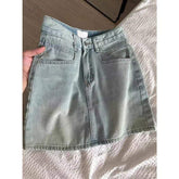 Large Size Vintage American Denim Skirt Women's Summer Loose Slimming High Waist Hip A- Line Short Skirt