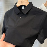 Men Mesh Splicing Short Sleeve Polo Shirt Breathable Lapel Casual Fashion Tops