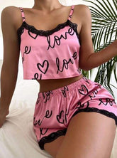 Satin Silk-Like Pajama Set Cami & Shorts | Sexy Glam Loungewear