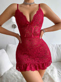 Foreign Trade New European and American Style Sexy Women's Lace Printed Bow Nightgowns Pajamas & Sexy Sets