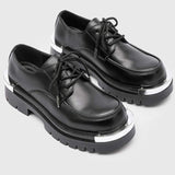 Thick Sole Height Increasing Formal Business Lace up Durable Steel Round Toe Men Derby Dress Shoes