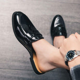 Patent Leather Pointed Toe Semi-slippers White Slip-on Casual Comfortable Penny Half Loafers Shoes