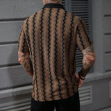 Men Textured Knit Short Sleeve Shirt Contrast Collar Striped Button up Shirt Vintage Casual Summer Shirts for Men