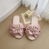 Elegant Silk Bow Sandals for Women - Party & Wedding Slippers