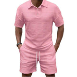 New Spring Solid Color Men's Two Piece Set Fashion Casual Loose Short Sleeve Tracksuit