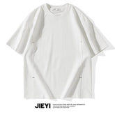 Summer New Men's High Set Stitching Stud Design Light Luxury Simple Casual Spandex/cotton Round Neck Short-sleeved Tee