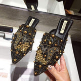Elegant Rhinestone Loafer-Style Women's Flat Sandals - Summer Collection for Ladies