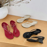 Luxury Unique Fashion Thong Mules Summer & Spring Wedge Chaussure Femme Women Heels