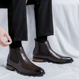 Pointed Toe Brown Black Color Comfortable Handmade High Quality Microfiber Leather Ankle Boots for Men